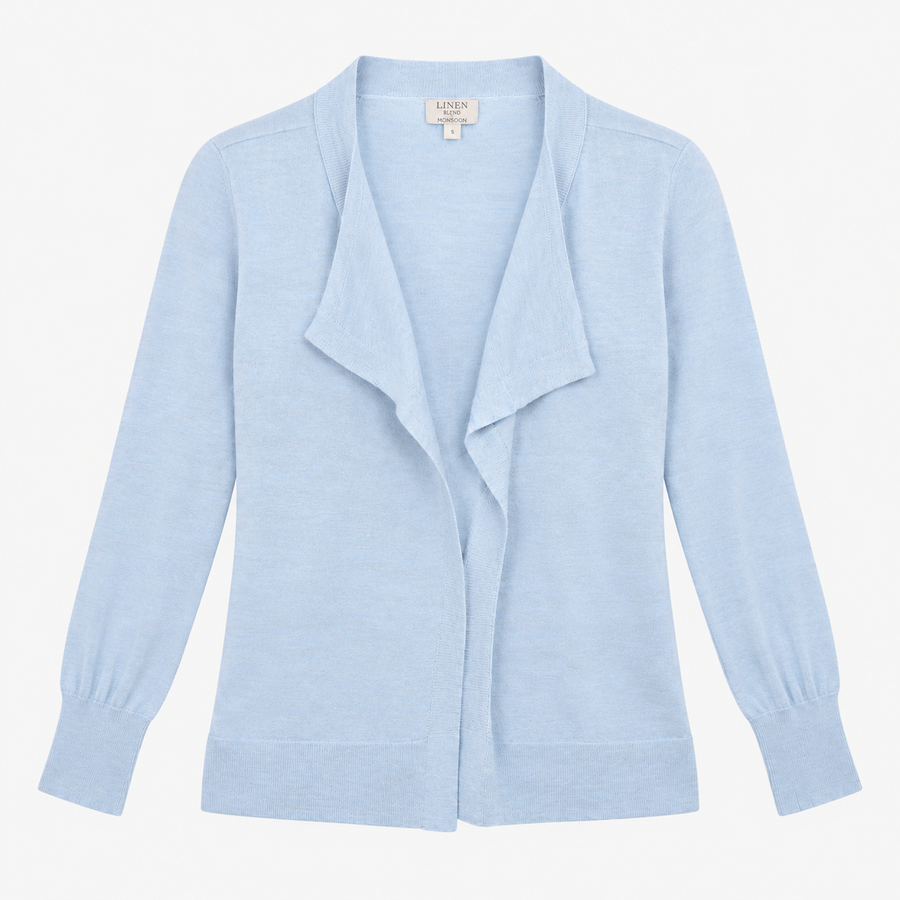 Pale Blue Linen Blend Longline Cardigan