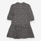 Tunic Blouse Black Ditsy Floral Print Puff Sleeve