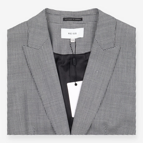 Reiss Black White Micro Check Single Breasted Blaz