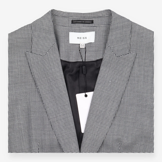 Reiss Black White Micro Check Single Breasted Blaz