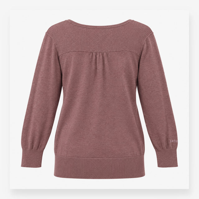 Cardigan Brown Fine Knit Scoop Neck Button Down