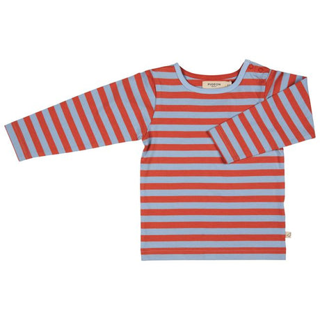 Long sleeve T-shirt Breton stripe orange and blue