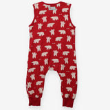 Jersey Romper Red Cheeky Bear Print