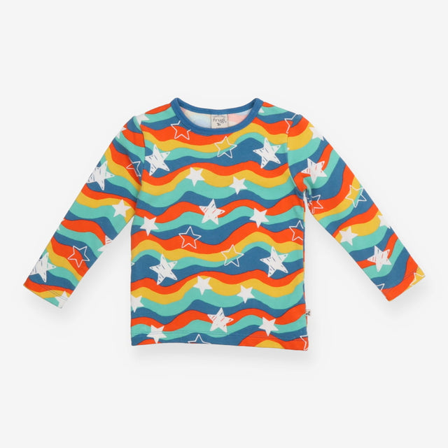 T-Shirt Long Sleeve Rainbow Waves with Stars