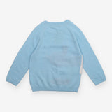 Knit blue sweater iceskating bear