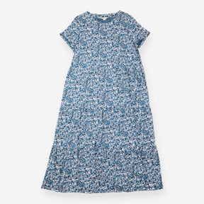 Midi Dress Cotton Blue Floral