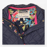 Quilted Blue Fitted Jacket with Floral Lining