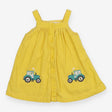 Pinafore Dress Cord Yellow with Tractor Appliques