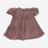 Dress Dusky Pink Layered Tulle with Embroidered Fl