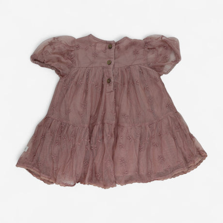 Dress Dusky Pink Layered Tulle with Embroidered Fl