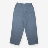 Wide Leg Linen Trousers Navy Pleat Front Relaxed F