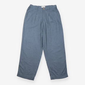 Wide Leg Linen Trousers Navy Pleat Front Relaxed F