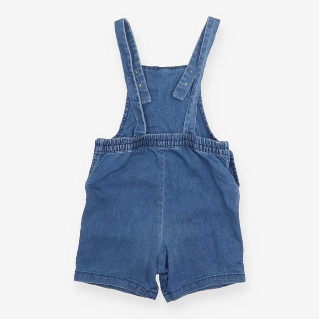 Dungarees Shortie Blue with Brown Buttons
