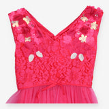 Dress Pink with Lace Bodice with Floral Applique a