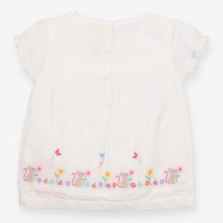 White Tunic with Mice and Butterflies