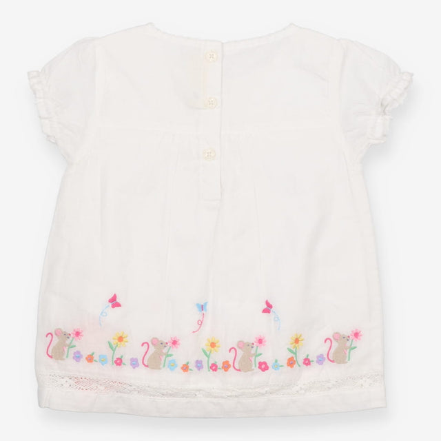 White Tunic with Mice and Butterflies