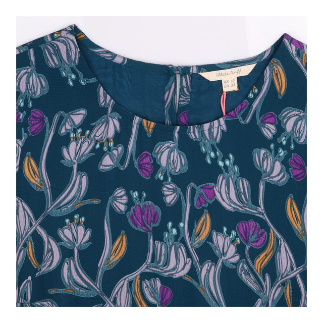 Teal Floral Botanical Midi Dress 3/4 S