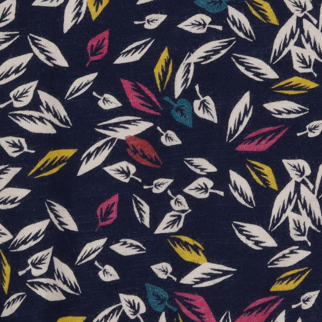 Dress Long Sleeved Navy Autumn Leaves