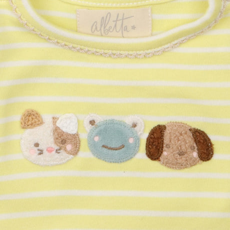 Albetta Sleepsuit Yellow Stripe Animal Appliques