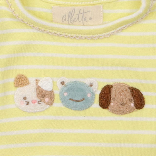 Albetta Sleepsuit Yellow Stripe Animal Appliques