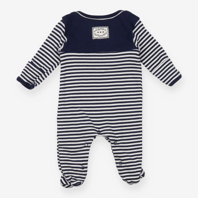 Sleepsuit navy blue white stripe Bebe