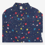 Shirt Blouse Navy Celestial Star Print Button Down