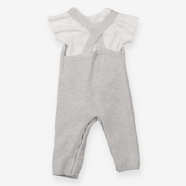 Dungarees Knitted Grey Panda Face and Bodysuit