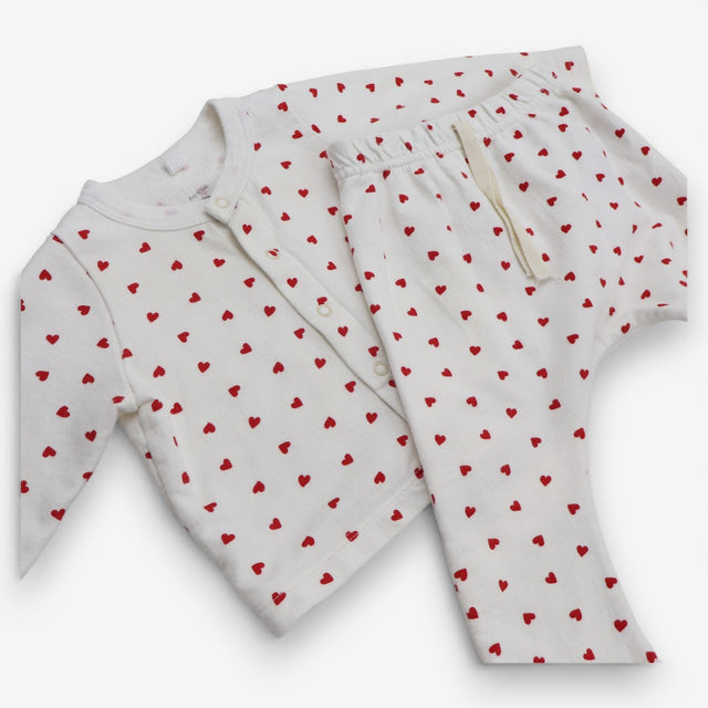 Outfit popper top leggings white red hearts
