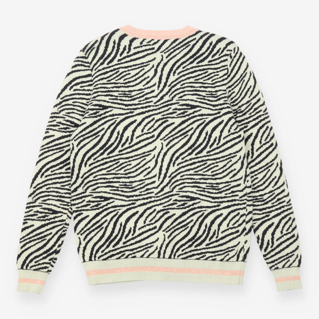 Cardigan Green Zebra Print Seawool Cotton Knit