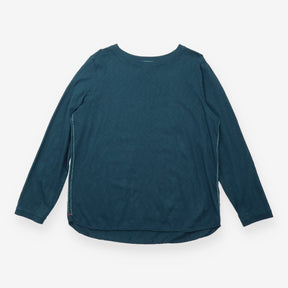 T-Shirt Teal Long Sleeve Contrast Stitch Cotton