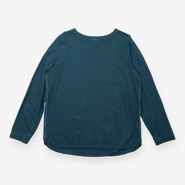 T-Shirt Teal Long Sleeve Contrast Stitch Cotton