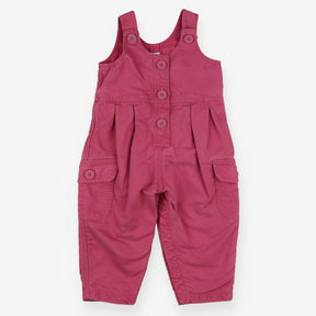 Woven Dungarees Pink with Big Pink Buttons and Sid