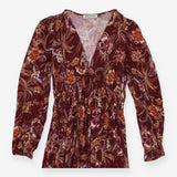 Gwyneth Dress Garnet Woodland Print Jersey Midi