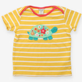Yellow Striped Floral Tortoise T-shirt 