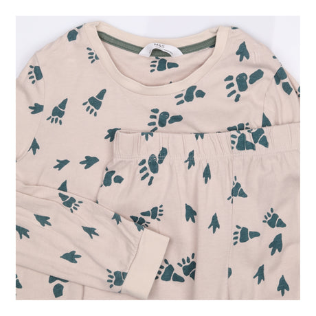 Cream Dino Foot Prints Pyjamas