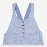 Dungarees Chambray Blue Pure Linen Cropped
