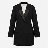 Blazer Black Satin Lapel Tuxedo Long Line Single B