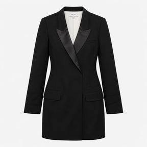 Blazer Black Satin Lapel Tuxedo Long Line Single B