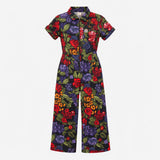Dark Navy Rose Floral 100% Organic Cotton Short Sl