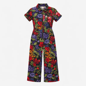 Dark Navy Rose Floral 100% Organic Cotton Short Sl