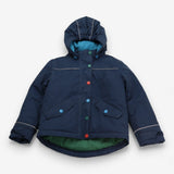 Navy coat with striped detachable fleece