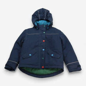 Navy coat with striped detachable fleece