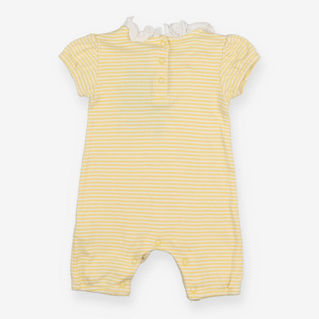 Shortie romper yellow stripe with frill collar