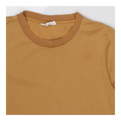 Dijon Yellow Cotton Crew Neck Top Elbow Sleeves
