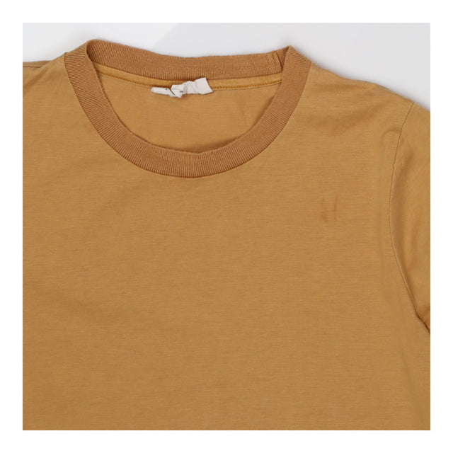 Dijon Yellow Cotton Crew Neck Top Elbow Sleeves
