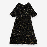 Maxi Dress Black Gold Star Print V-neck