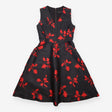 Black & Red Floral Jacquard V-Neck Fit