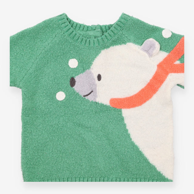 Sweater Knit Green Polar Bear