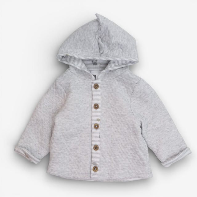 Jacket Grey Button Up Striped Dino Lining