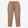 Trousers Drawstring Waist Linen Blend Light Brown
